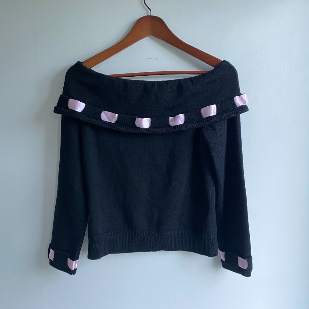 Pink Satin Ribbon Sweater - Picture 2 of 7